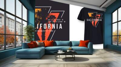 California, Los Angeles t-shirt design. T shirt print design with palm tree. T-shirt design with typography and tropical palm tree for tee print, apparel and clothing Wall mural