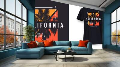 California, Los Angeles t-shirt design. T shirt print design with palm tree. T-shirt design with typography and tropical palm tree for tee print, apparel and clothing Wall mural