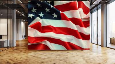 Crumpled american flag close up Wall mural