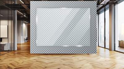 glass plate on transparent background. acrylic and glass texture with glares and light. realistic tr Wall mural