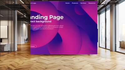 Landing page template. Abstract background with fluid shapes, liquid abstract backdrop. Colorful background for website Wall mural