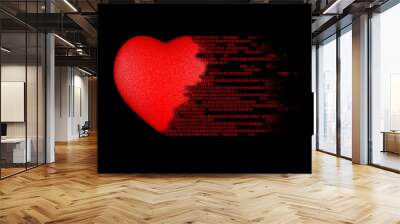 Love concept. Binary code digits come out of the heart Wall mural