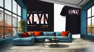 New York City t-shirt design. Minimalist t-shirt print and apparel typography design with stylish text. New York print for t-shirt design. Vector Wall mural