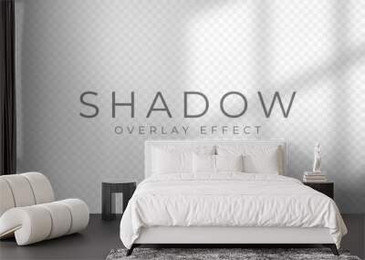 shadow overlay effect. transparent soft light and shadow from window frame and blinds. mockup of tra Wall mural