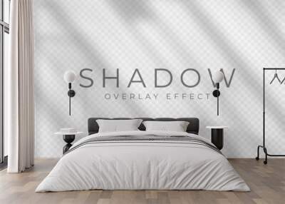 shadow overlay effect. transparent soft light and shadow from window frame and blinds. mockup of tra Wall mural