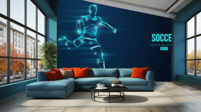 football soccer player man in action isolated blue background. Vector illustration Wall mural