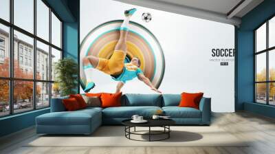 football soccer player man in action isolated white background. Vector illustration Wall mural