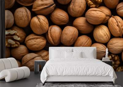 Image of many walnuts close up. Wall mural