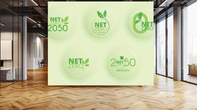 Net Zero 2052 stickers. Carbon neutrality. Climate neutral long term strategy. Vector illustration Wall mural