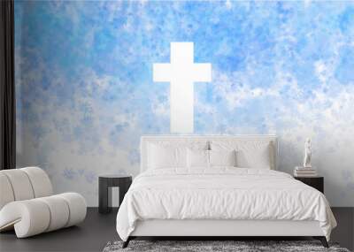 Vector blue religious background cross on blue background,  Watercolor eps Easter cross clipart. watercolour texture, banner with cross, crosses illustration Isolated on white background Wall mural