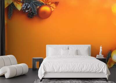 Christmas composition.  Background with gift box and decorations.  Wall mural