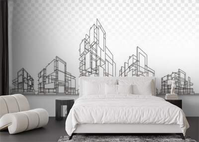 3D illustration architecture building construction design abstract background.  Wall mural