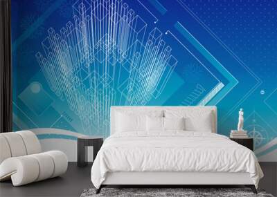 abstract architecture blueprint design. vector layered. Wall mural