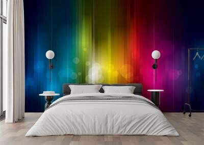 Abstract colorful light on dark background. Wall mural