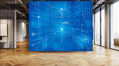 Abstract technology blue background. Wall mural