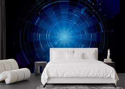 abstract technology dark blue background. Wall mural