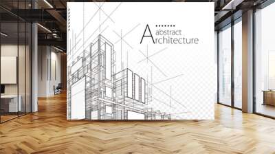 Architecture building construction urban 3D design abstract background.  Wall mural