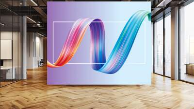 Colorful stripes curl pattern, digital technology screen wallpaper abstract background. Wall mural