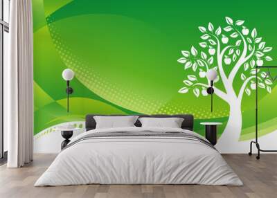 Green Tree background, Vector illustration layered file. Wall mural