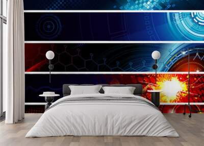 Set of abstract technology web banner. Wall mural