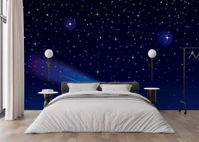 Shooting star going across a starry sky. Wall mural