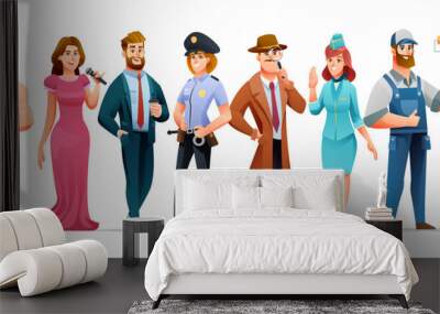 Different people occupation profession character set Wall mural