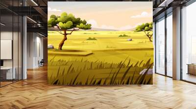 Landscape of savanna in cartoon style Wall mural