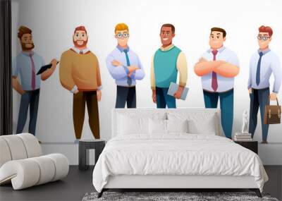 Set of businessmen team cartoon character Wall mural