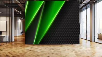 Abstract technology green neon light background Wall mural