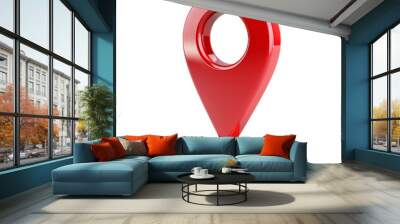  The red colour location icon is isolated on a transparent  background Wall mural