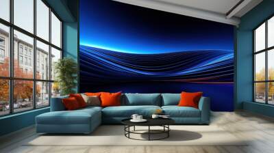 abstract blue background with waves Wall mural