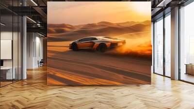 Fast Cars in Dubai in the desert Wall mural