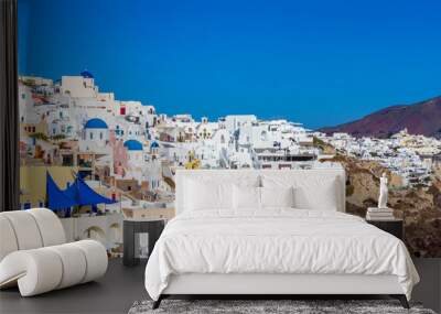 Oia village, the most picturesque village on Santorini island, a famous touristic resort in the Cyclades islands, Aegean sea, Greece, Europe Wall mural