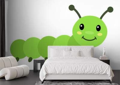 cheerful caterpillar cartoon on white background, vector illustration Wall mural