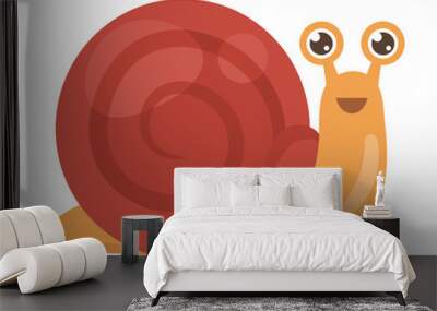 Cheerful little snail isolated on white background, vector illustration. Wall mural