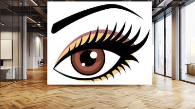 Female brown eye isolated on white background. Wall mural