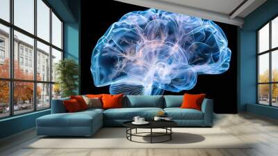 Futuristic Digital Visualization of a Glowing Brain with Neural Connections Wall mural