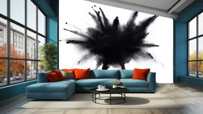 black color paint explosion isolated on white background Wall mural