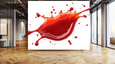 one single red ketchup sauce splash isolated on white background Wall mural