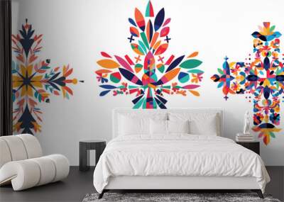 set of colorful christian crosses vector Wall mural