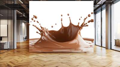 sweet chocolate milk splash isolated on white background Wall mural