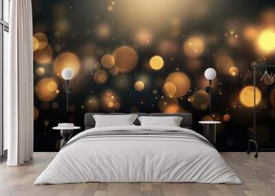 yellow golden bokeh flare light effect on black background Wall mural