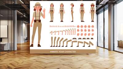 Archaeologist woman wear brown suit character vector illustration design. Create your own pose. Wall mural