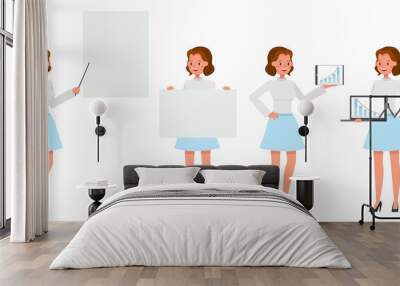 Business Woman showing different gestures character vector design. no10 Wall mural