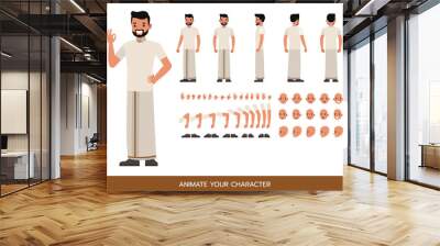 Indian businessman wear white shirt character vector illustration design. Create your own pose. Wall mural