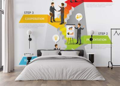 isometric business people teamwork no 2 Wall mural