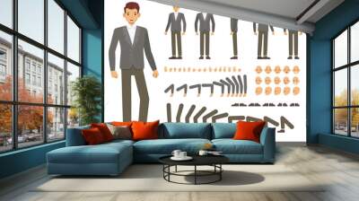 Office man wear grey suit character vector design.  Create your own pose. Wall mural