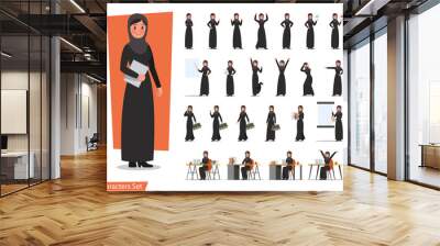 set of business woman character poses Wall mural