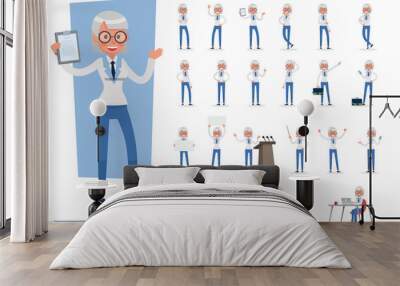 set of Business Woman showing different gestures character vector design. no7 Wall mural