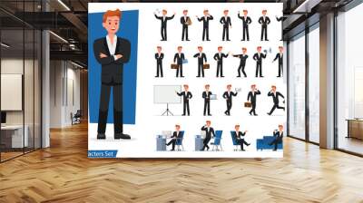 set of businessman showing different gestures character vector design. Wall mural